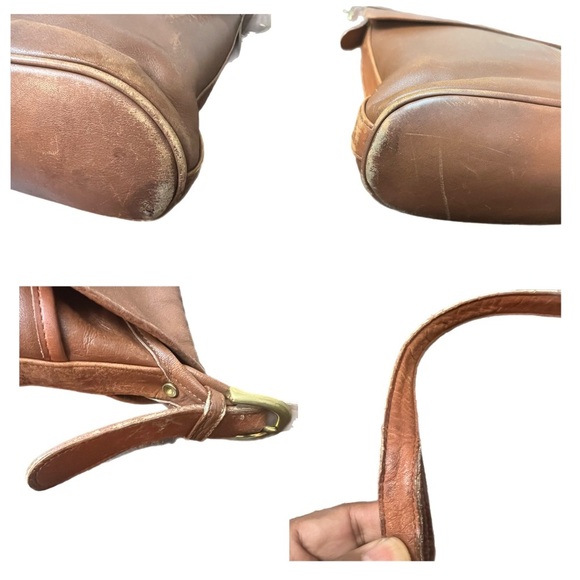 Vintage Coach Whitney Crossbody Tan Leather Saddle Flap Shoulder Bag #4115 - Picture 4 of 7